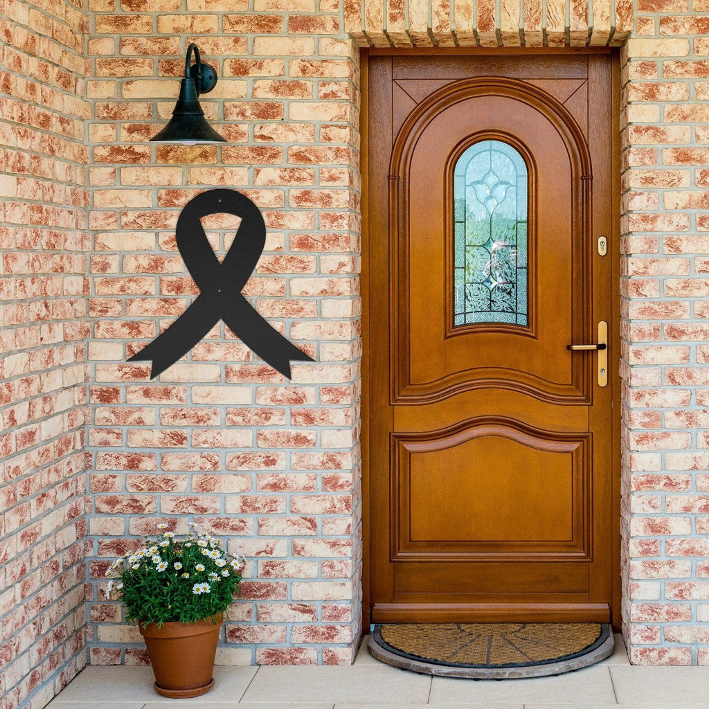 Cancer Awareness Ribbon Metal Wall Art Sign