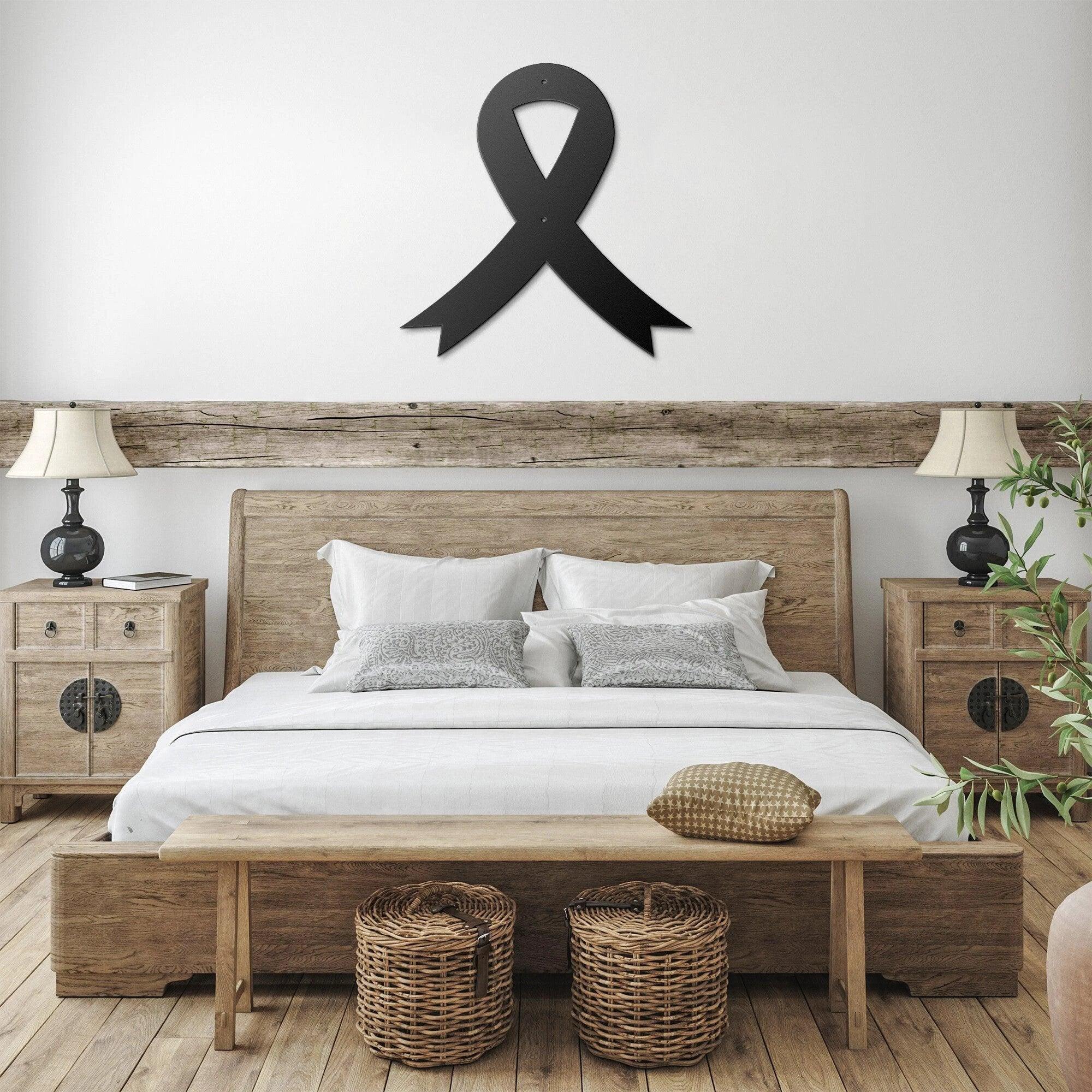 Cancer Awareness Ribbon Metal Wall Art Sign
