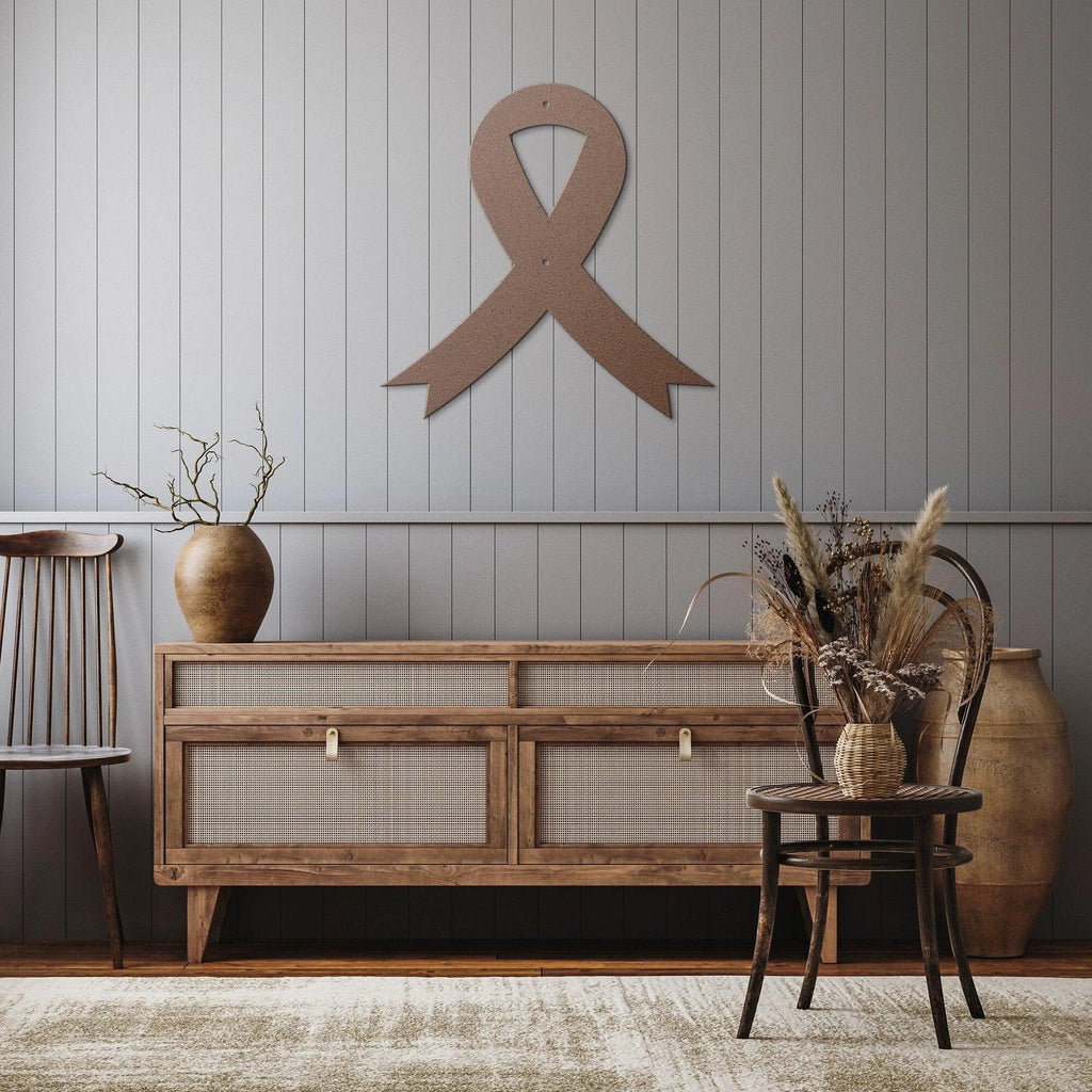 Cancer Awareness Ribbon Metal Wall Art Sign