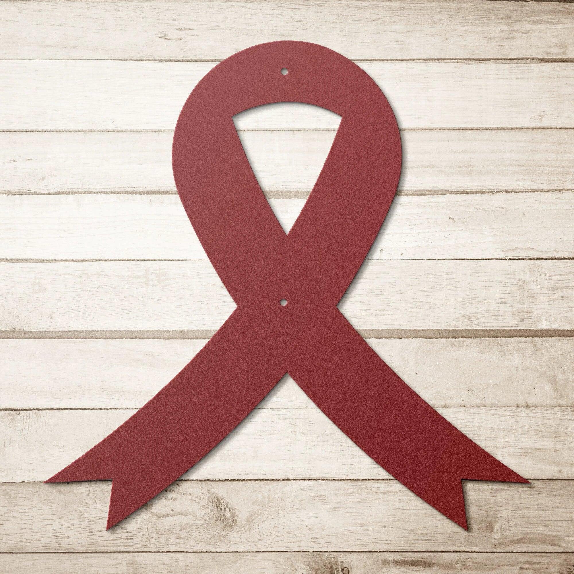 Cancer Awareness Ribbon Metal Wall Art Sign
