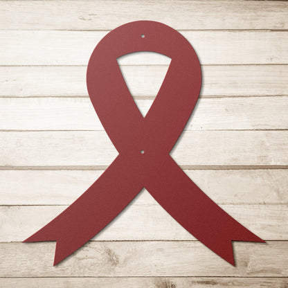 Cancer Awareness Ribbon Metal Wall Art Sign - Mallard Moon Gift Shop