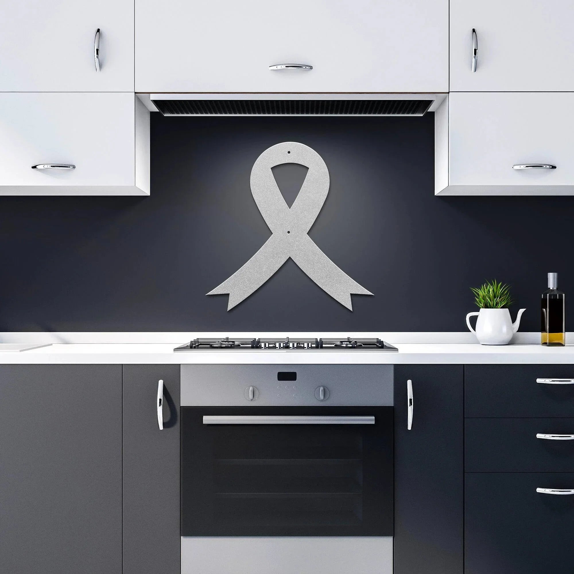 Cancer Awareness Ribbon Metal Wall Art Sign