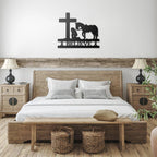 Cancer Ribbon Believe Cowgirl Kneeling at Cross Metal Art