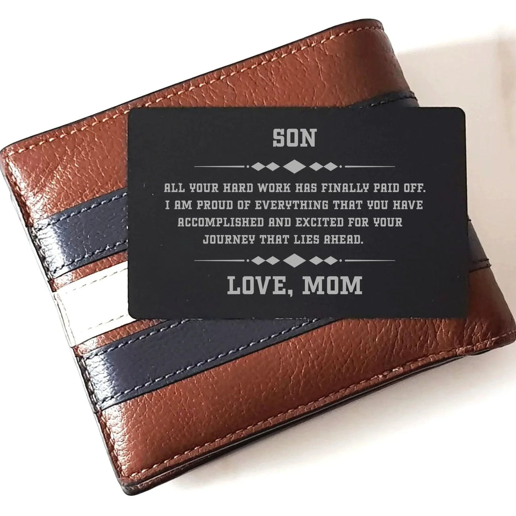 Son Personalized Black Wallet Insert Card