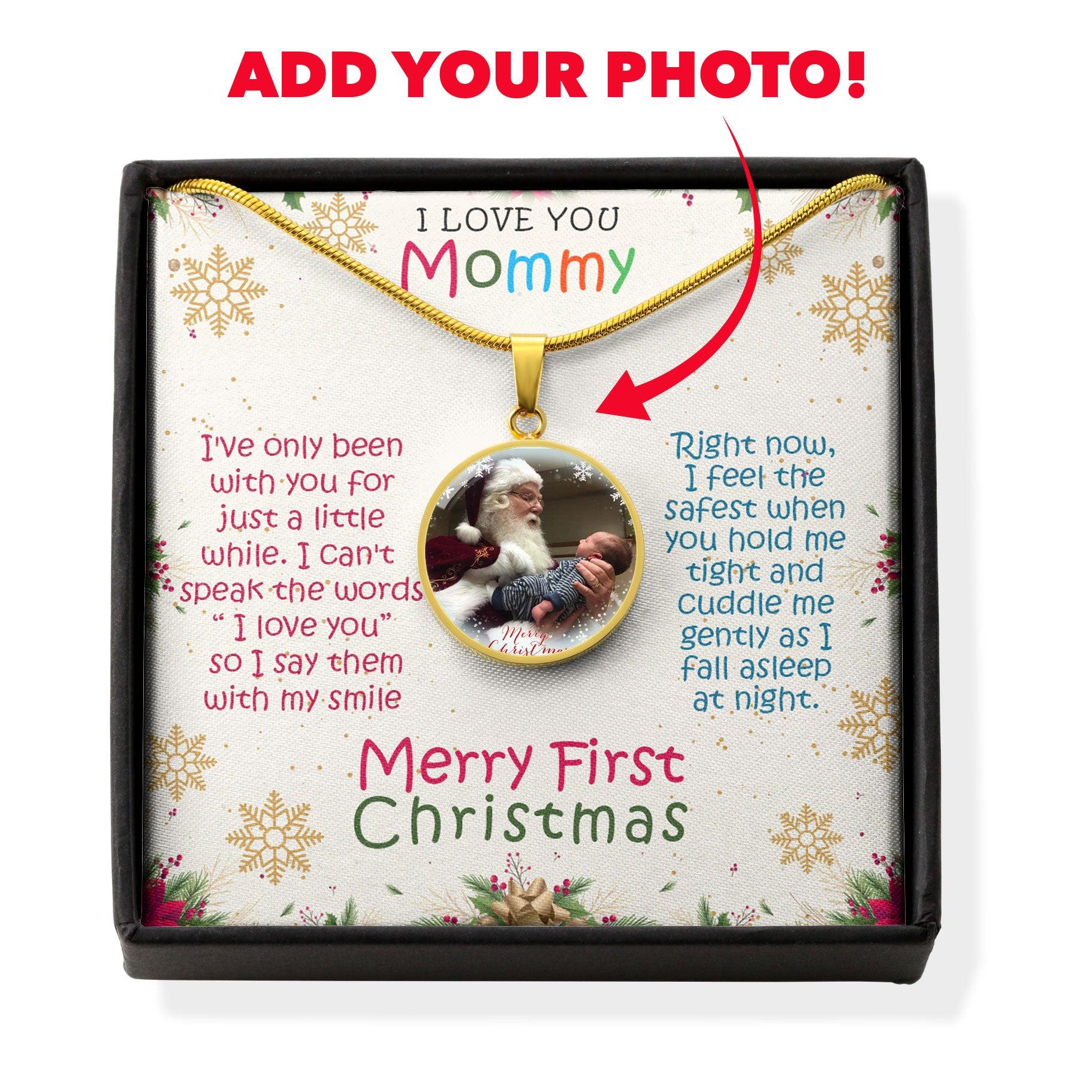 Gift for Mother Baby's First Christmas Photo Upload Pendant Necklace - Mallard Moon Gift Shop