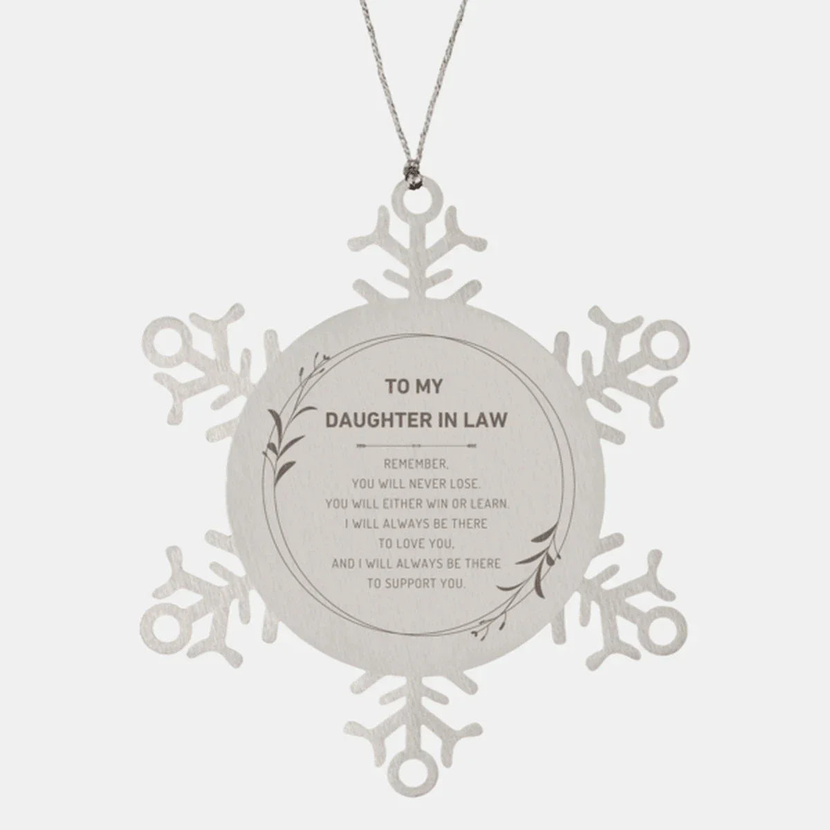 Daughter In Law Ornament Gifts, To My Daughter In Law Remember, you will never lose. You will either WIN or LEARN, Keepsake Snowflake Ornament For Daughter In Law, Birthday Christmas Gifts Ideas For Daughter In Law X-mas Gifts