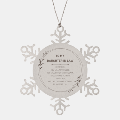 Daughter In Law Ornament Gifts, To My Daughter In Law Remember, you will never lose. You will either WIN or LEARN, Keepsake Snowflake Ornament For Daughter In Law, Birthday Christmas Gifts Ideas For Daughter In Law X-mas Gifts