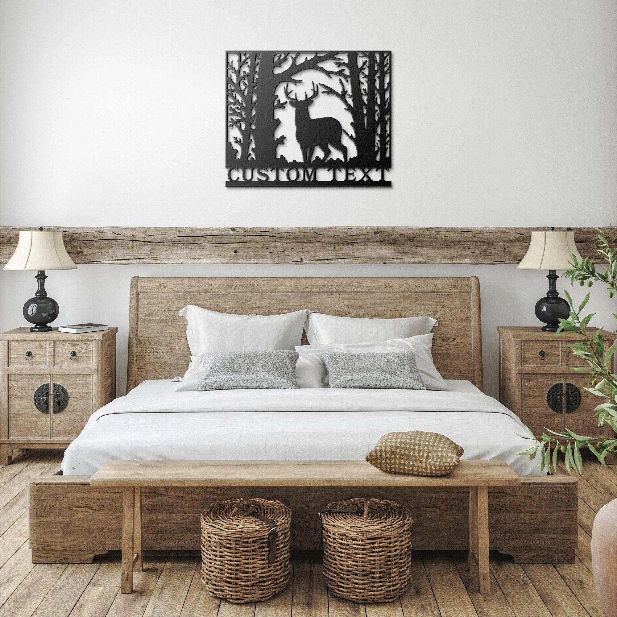 Deer in Woods Personalized Metal Art Wall Sign