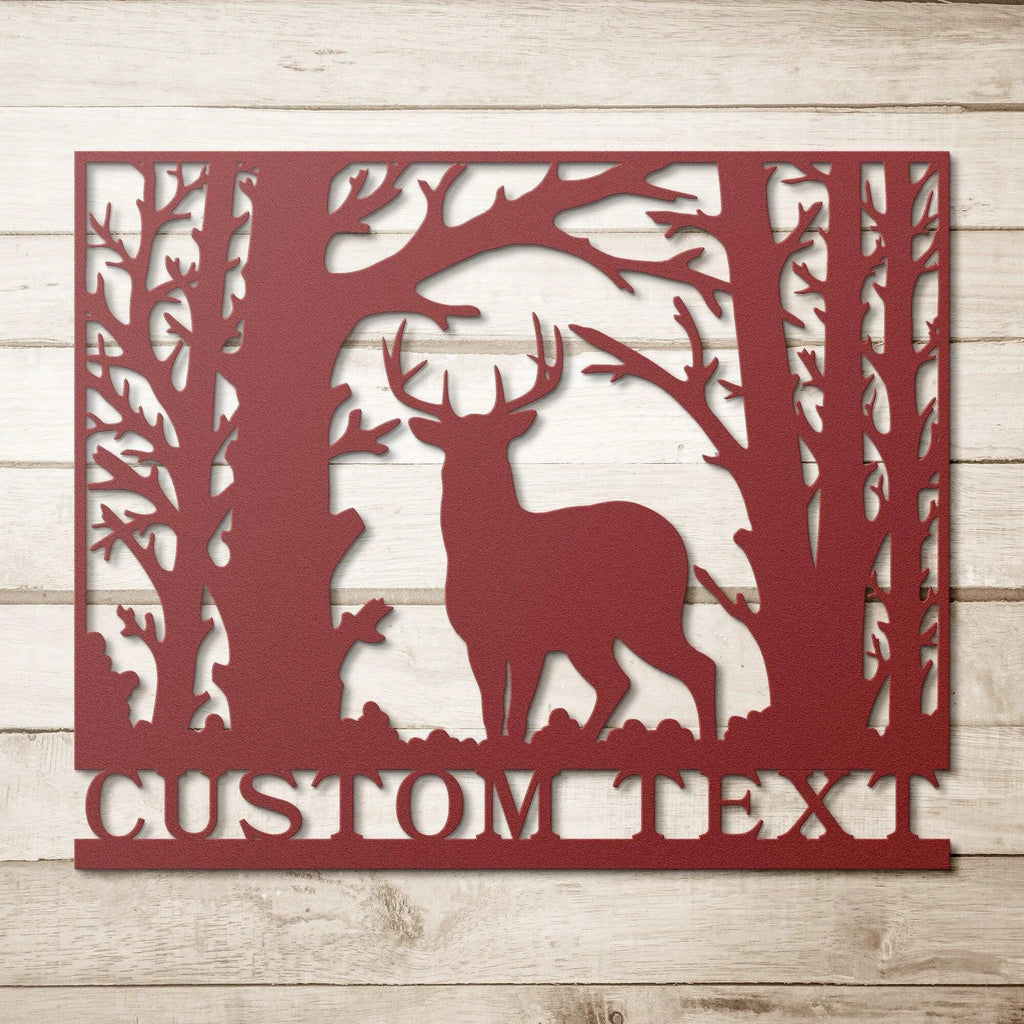 Deer in Woods Personalized Metal Art Wall Sign