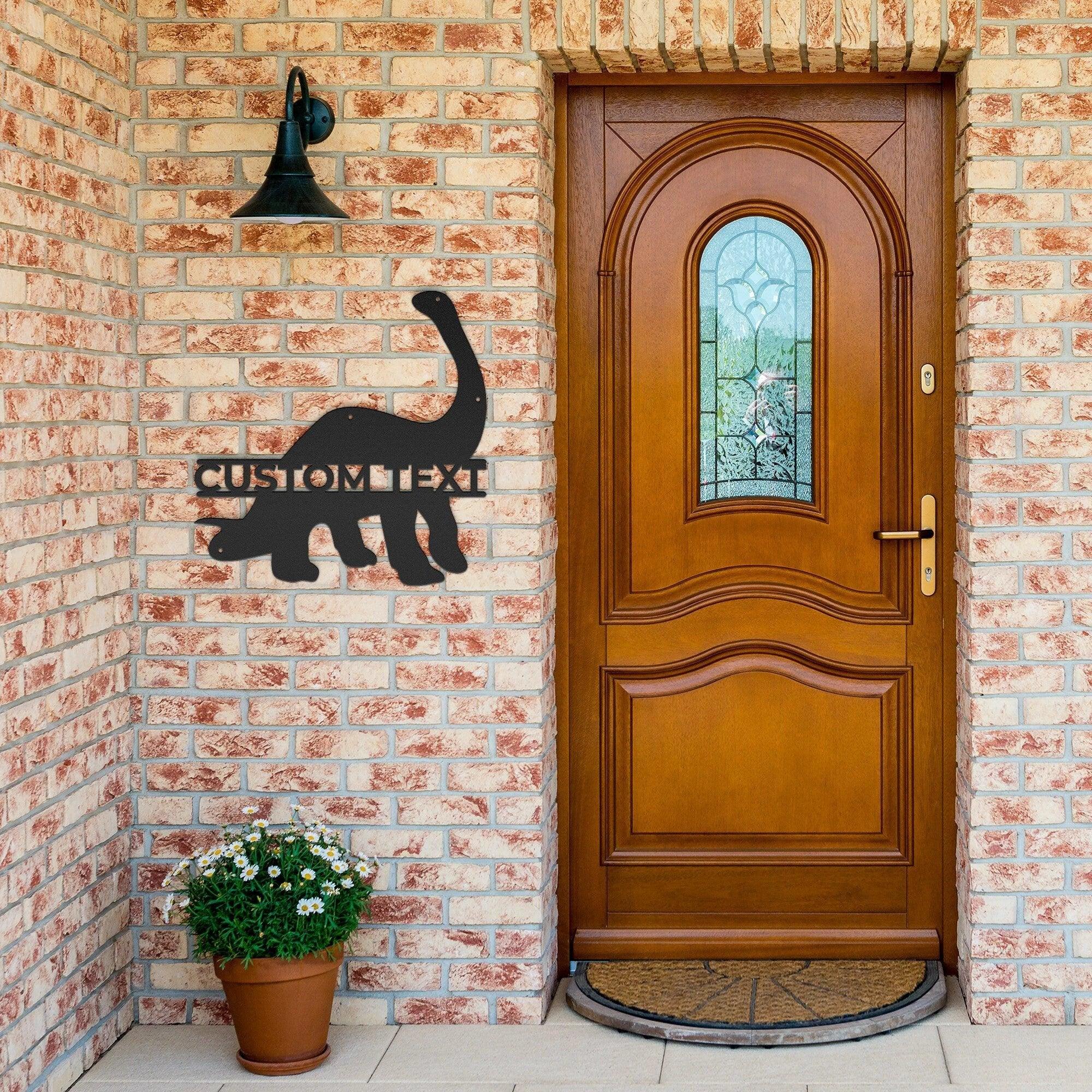 Dinosaur Brachiosaurus Personalized Metal Wall Art Sign