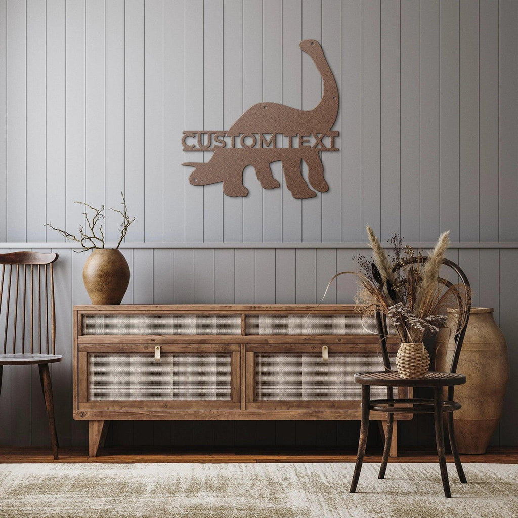 Dinosaur Brachiosaurus Personalized Metal Wall Art Sign
