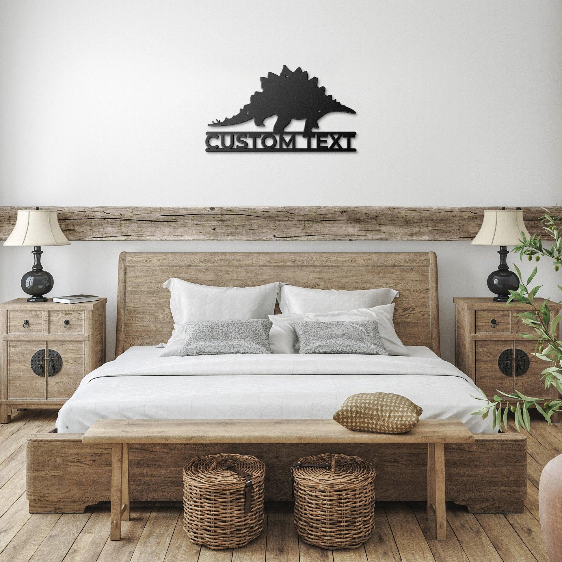 Dinosaur Stegosaurus Custom Name Metal Sign Wall Art - Mallard Moon Gift Shop