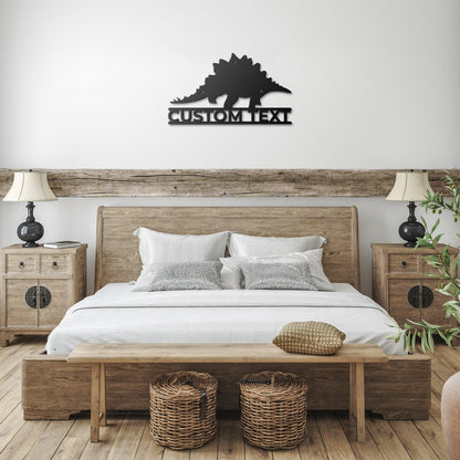 Dinosaur Stegosaurus Custom Name Metal Sign Wall Art - Mallard Moon Gift Shop