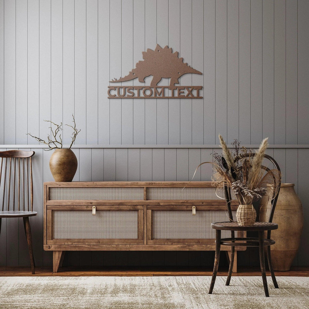 Dinosaur Stegosaurus Custom Name Metal Sign Wall Art