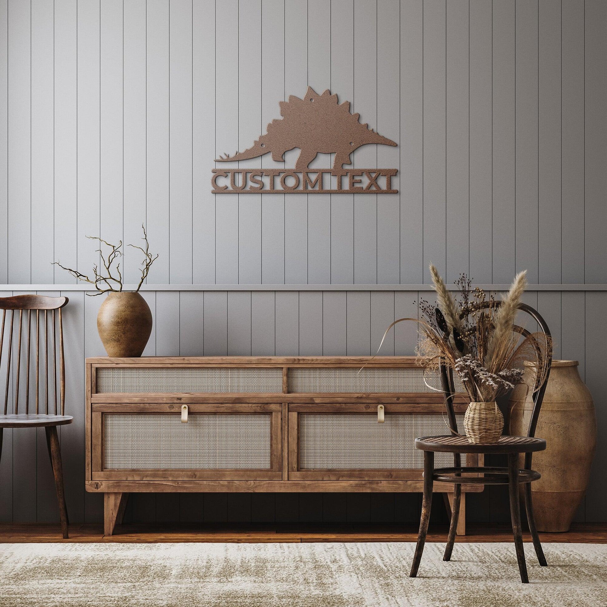 Dinosaur Stegosaurus Custom Name Metal Sign Wall Art - Mallard Moon Gift Shop