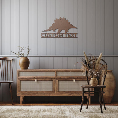 Dinosaur Stegosaurus Custom Name Metal Sign Wall Art - Mallard Moon Gift Shop