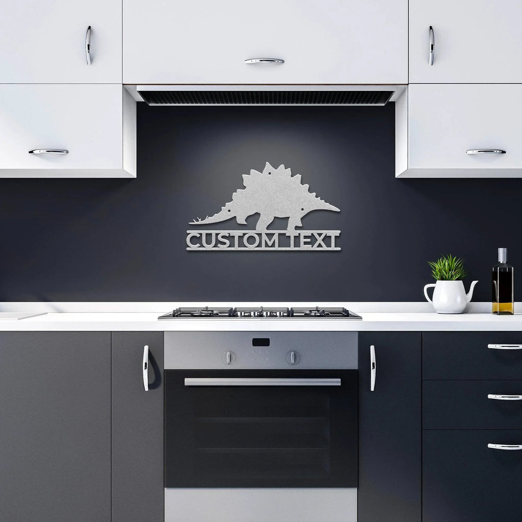 Dinosaur Stegosaurus Custom Name Metal Sign Wall Art