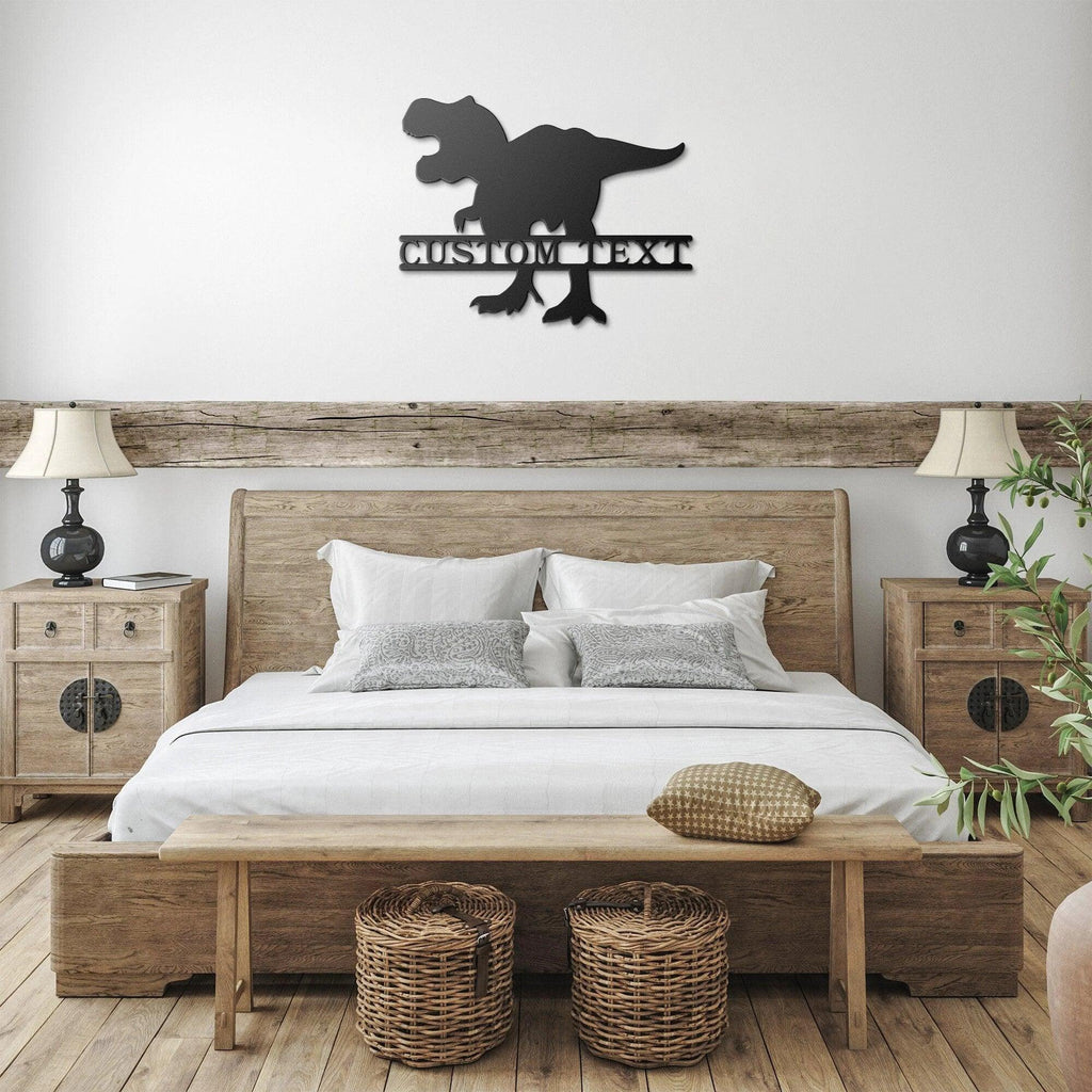 Dinosaur T-Rex Personalized Name Metal Art Wall Sign