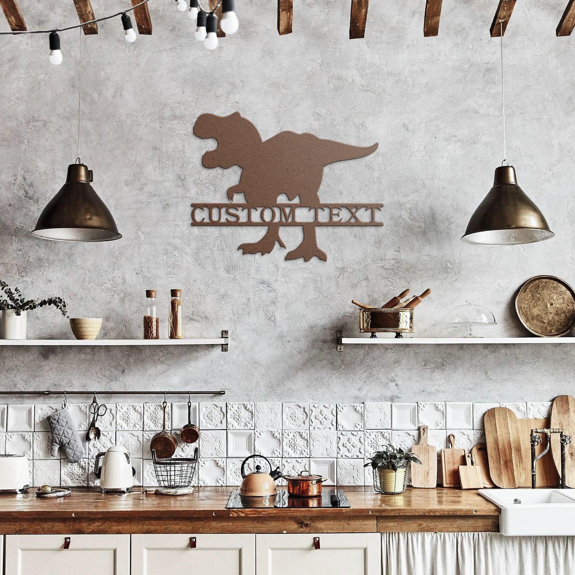 Dinosaur T-Rex Personalized Name Metal Art Wall Sign