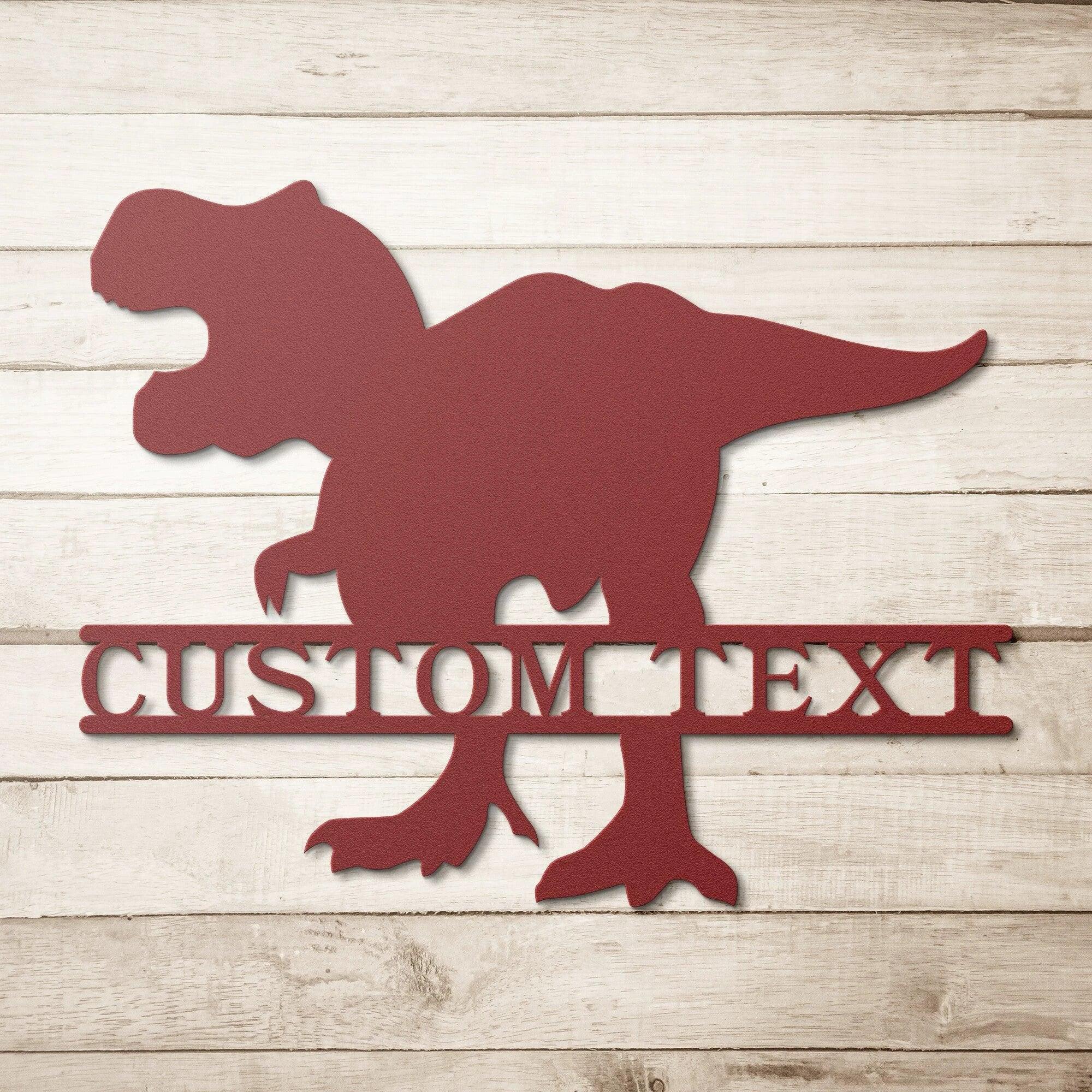 Dinosaur T-Rex Personalized Name Metal Art Wall Sign