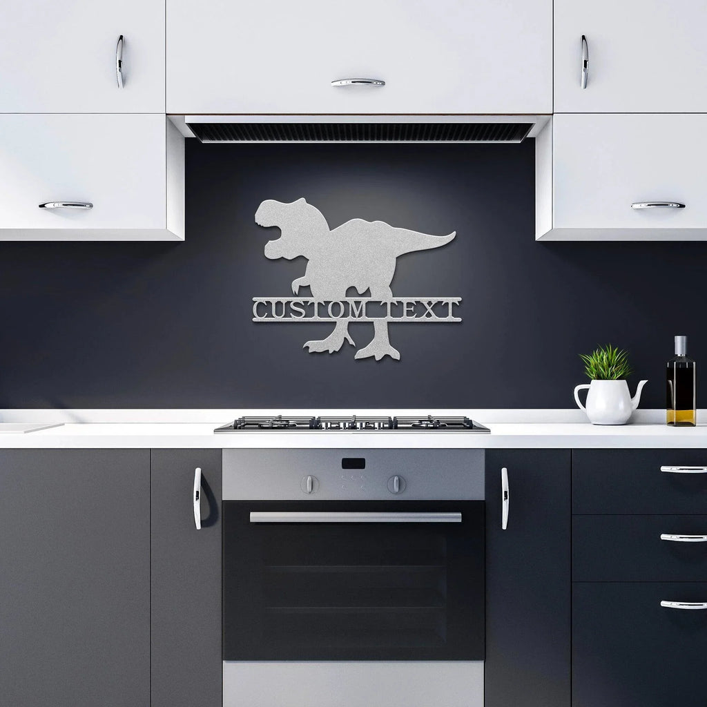 Dinosaur T-Rex Personalized Name Metal Art Wall Sign