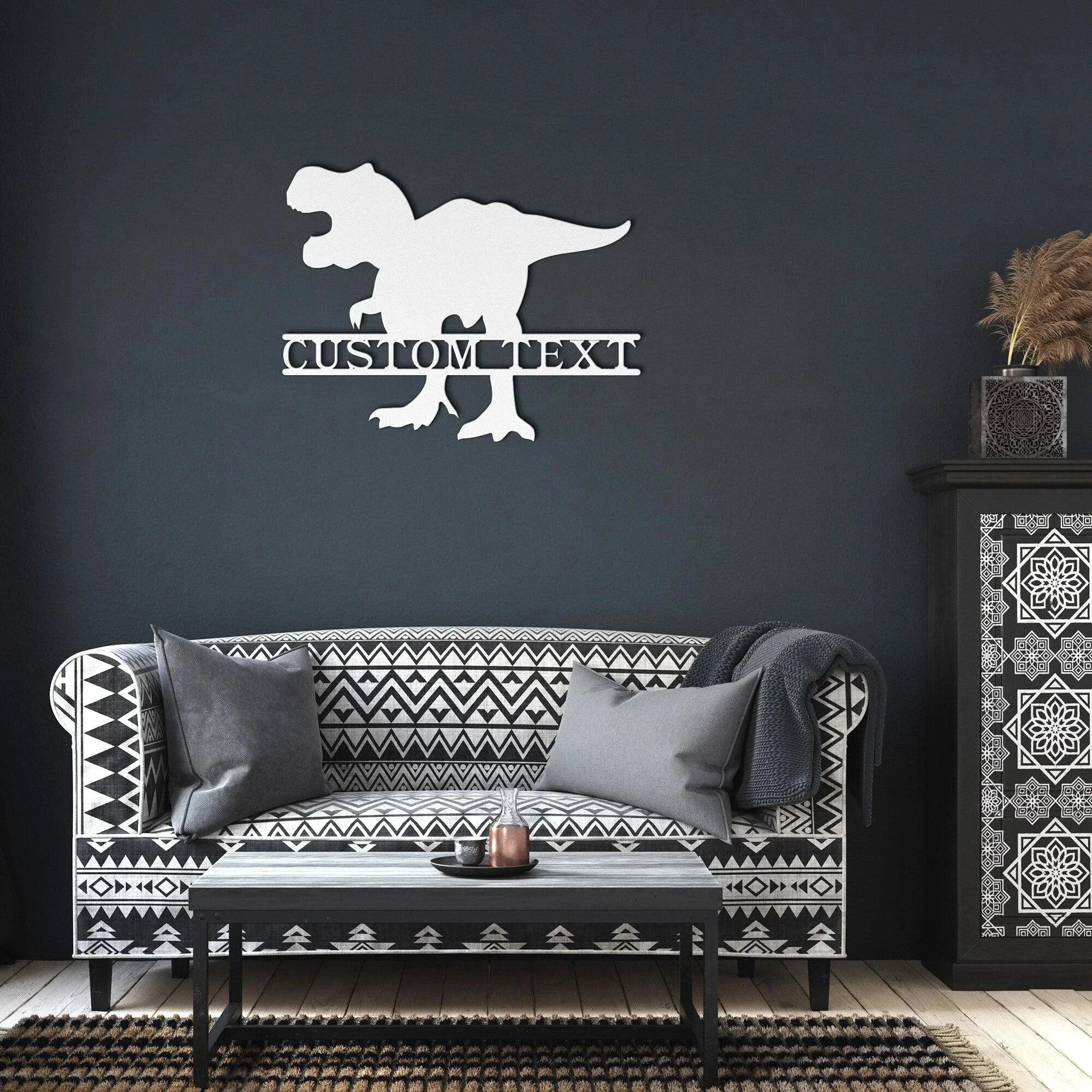 Dinosaur T-Rex Personalized Name Metal Art Wall Sign