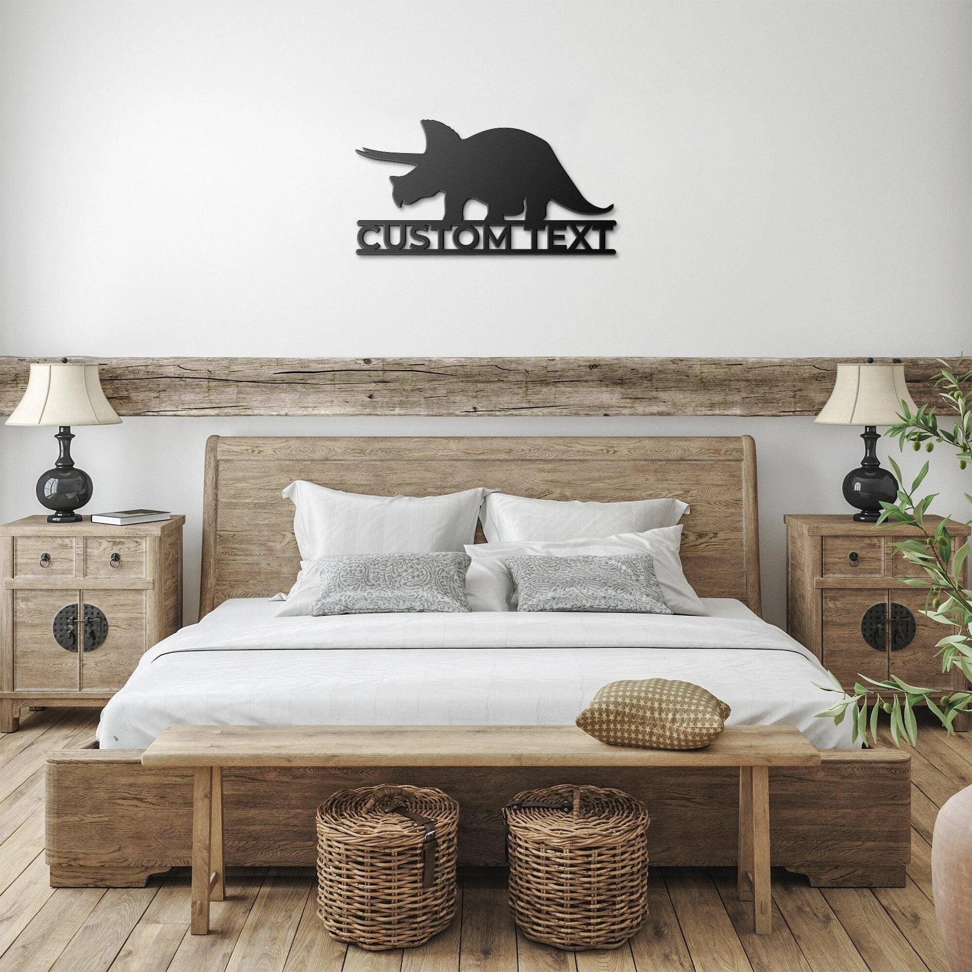 Dinosaur Triceratops Custom Name Metal Wall Art