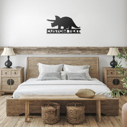 Dinosaur Triceratops Custom Name Metal Wall Art - Mallard Moon Gift Shop