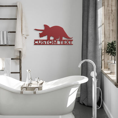 Dinosaur Triceratops Custom Name Metal Wall Art - Mallard Moon Gift Shop