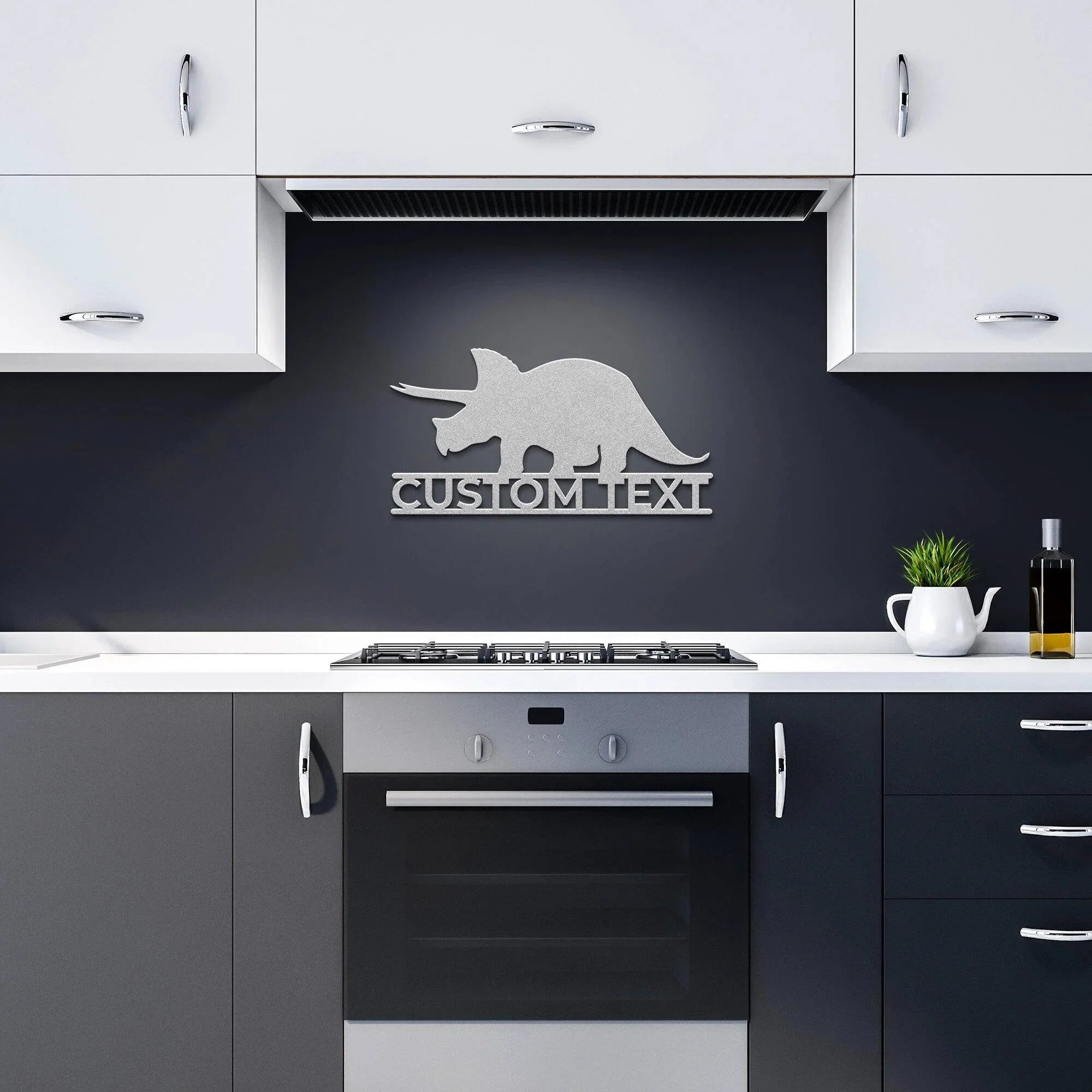 Dinosaur Triceratops Custom Name Metal Wall Art
