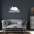 Dinosaur Triceratops Custom Name Metal Wall Art