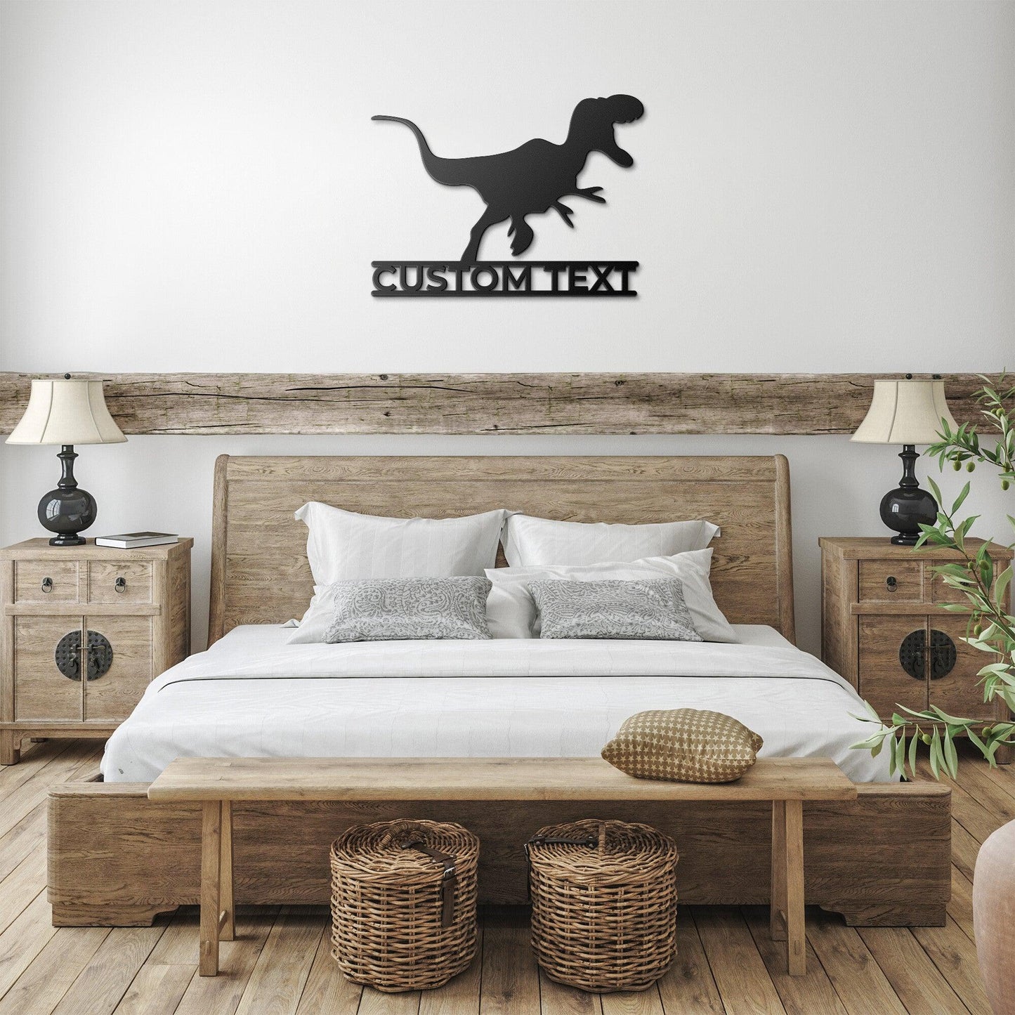 Dinosaur Tyrannosaurus Rex Custom Name Metal Wall Sign - Mallard Moon Gift Shop