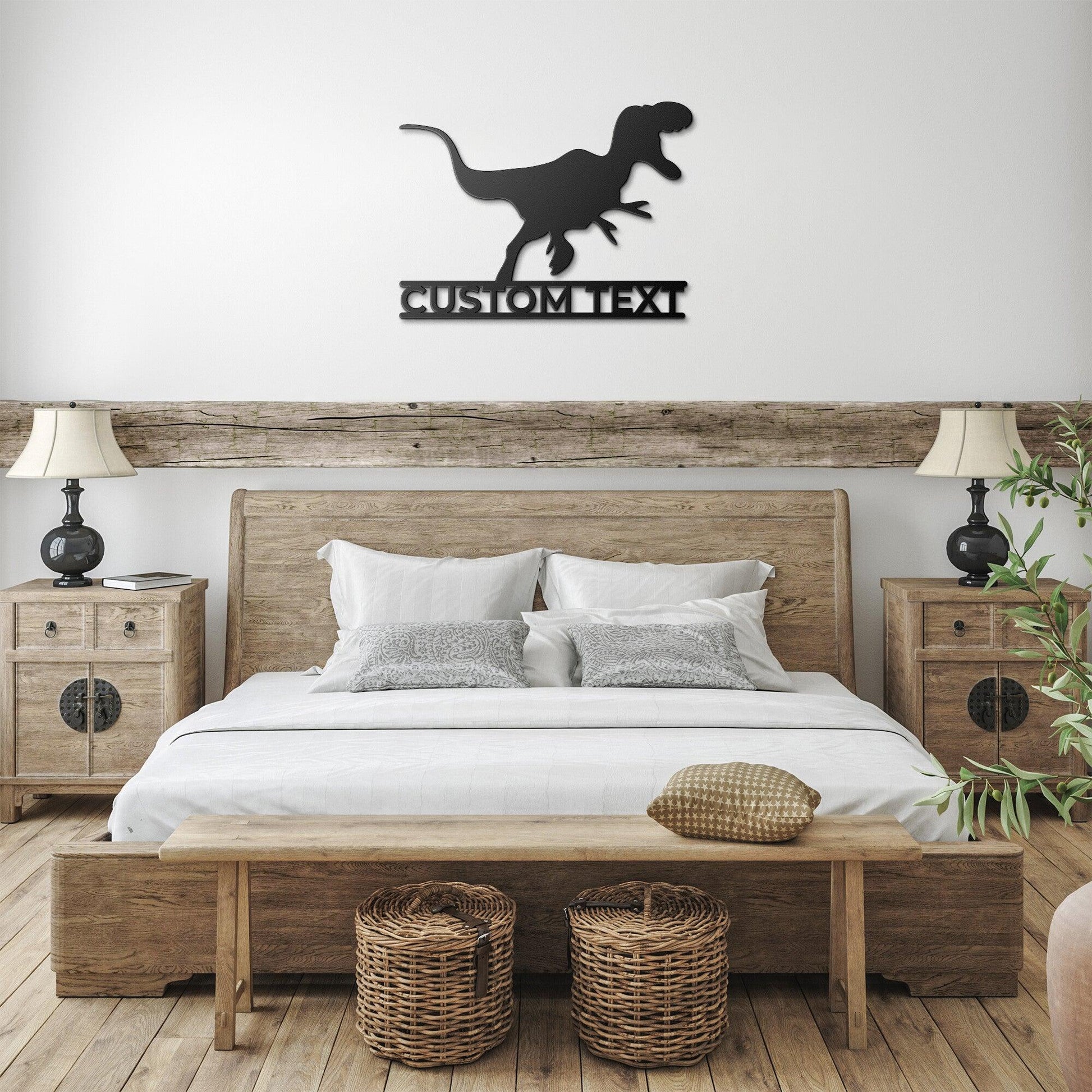 Dinosaur Tyrannosaurus Rex Custom Name Metal Wall Sign - Mallard Moon Gift Shop