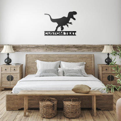 Dinosaur Tyrannosaurus Rex Custom Name Metal Wall Sign - Mallard Moon Gift Shop