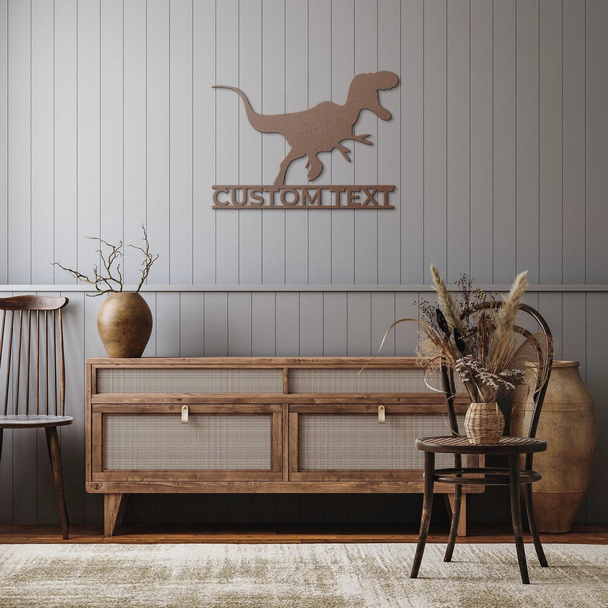 Dinosaur Tyrannosaurus Rex Custom Name Metal Wall Sign