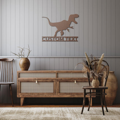 Dinosaur Tyrannosaurus Rex Custom Name Metal Wall Sign - Mallard Moon Gift Shop