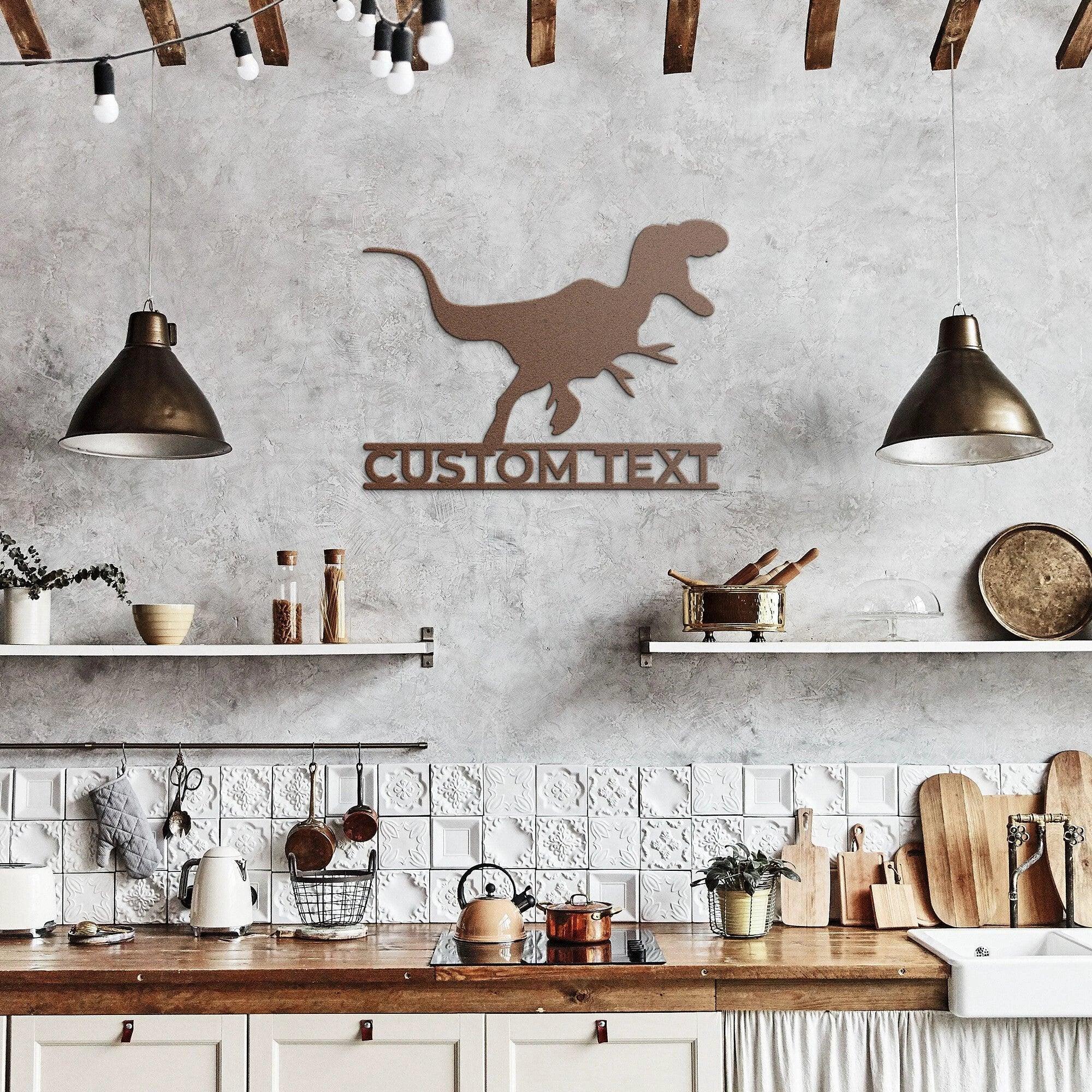 Dinosaur Tyrannosaurus Rex Custom Name Metal Wall Sign