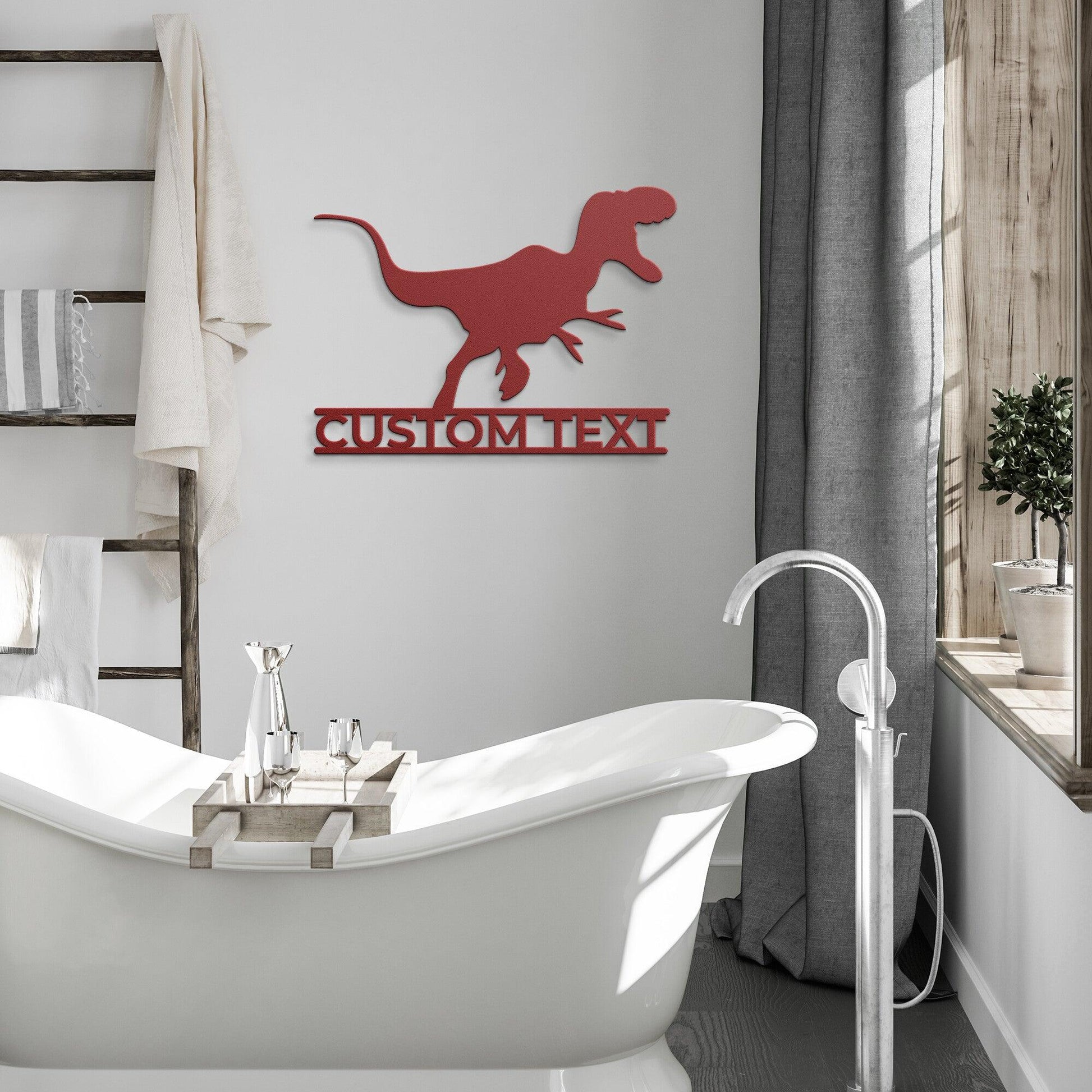 Dinosaur Tyrannosaurus Rex Custom Name Metal Wall Sign - Mallard Moon Gift Shop