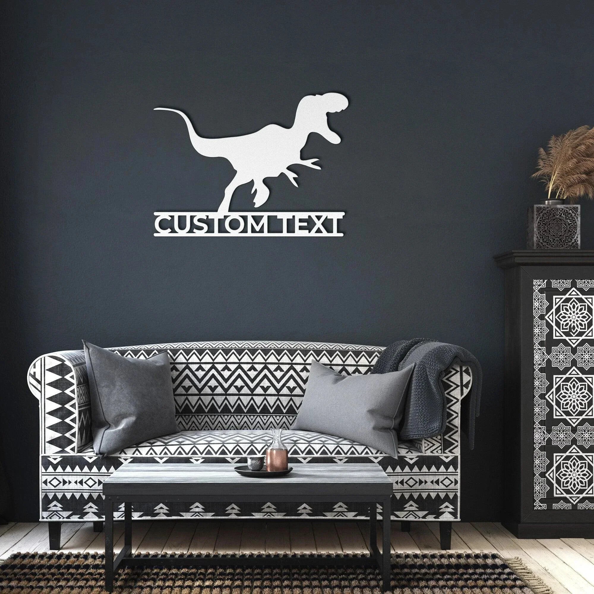 Dinosaur Tyrannosaurus Rex Custom Name Metal Wall Sign