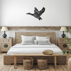 Duck in Flight with Cattails Metal Art Wall Sign