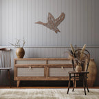Duck in Flight with Cattails Metal Art Wall Sign
