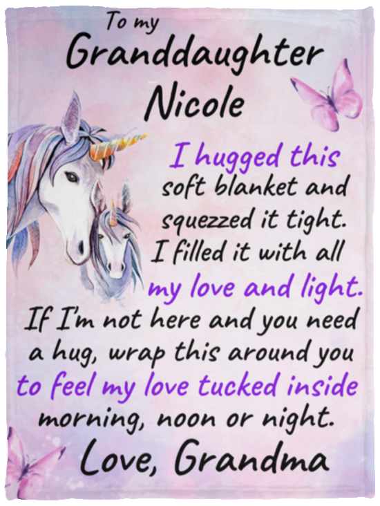 To My Granddaughter Personalized Unicorn Blanket