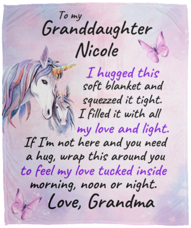 To My Granddaughter Personalized Unicorn Blanket