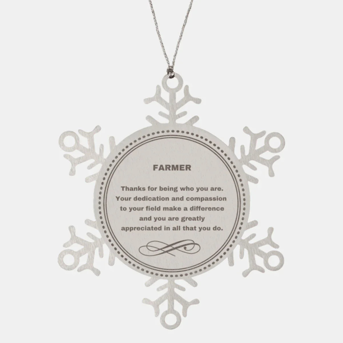 Farmer Snowflake Ornament - Thanks for being who you are - Birthday Christmas Jewelry Gifts Coworkers Colleague Boss