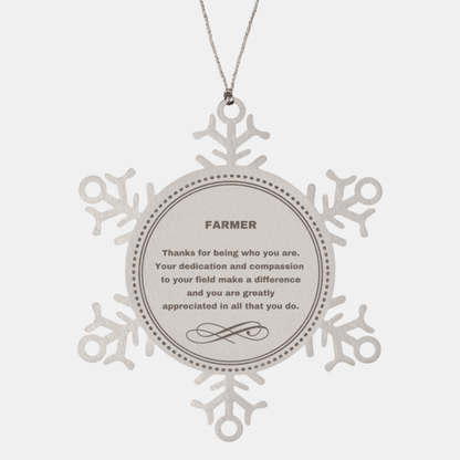 Farmer Snowflake Ornament - Thanks for being who you are - Birthday Christmas Jewelry Gifts Coworkers Colleague Boss