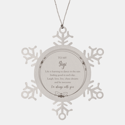 Gigi Snowflake Christmas Engraved Ornament Motivational Birthday Gifts - Life is learning to dance in the rain