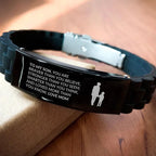 Gift for Son - Black Engraved Stainless Steel Bracelet