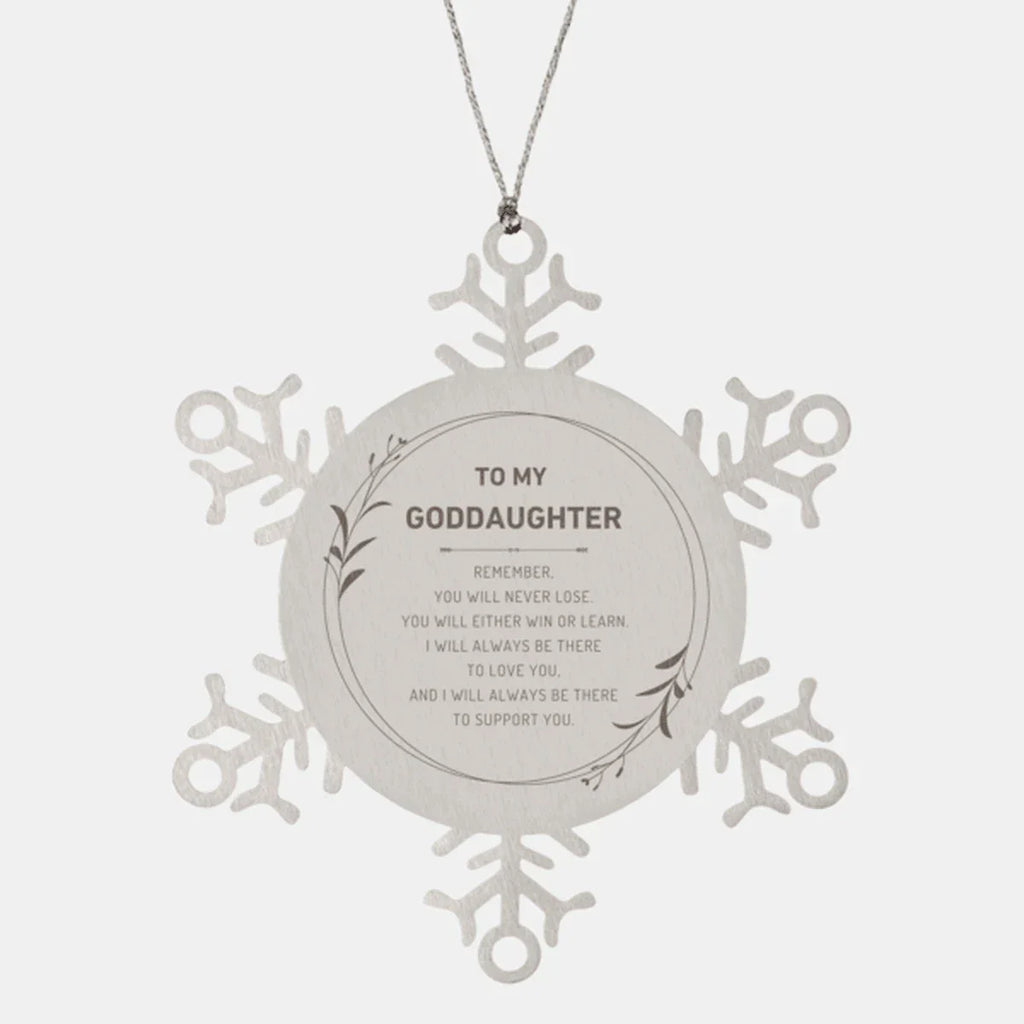 Goddaughter Ornament Gifts, To My Goddaughter Remember, you will never lose. You will either WIN or LEARN, Keepsake Snowflake Ornament For Goddaughter, Birthday Christmas Gifts Ideas For Goddaughter X-mas Gifts
