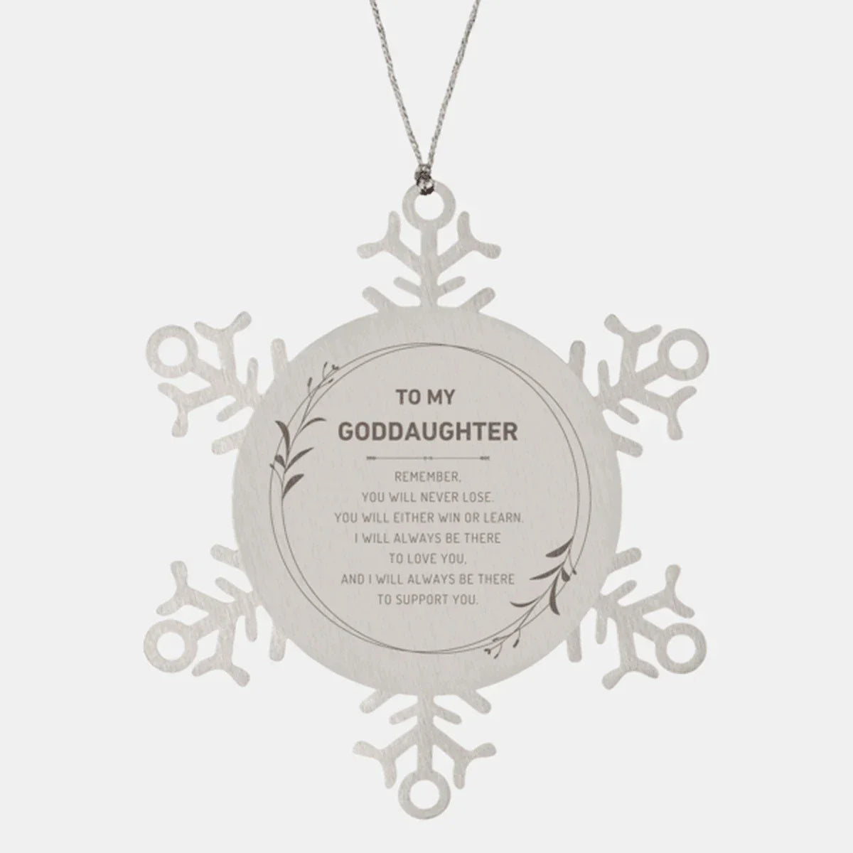 Goddaughter Ornament Gifts, To My Goddaughter Remember, you will never lose. You will either WIN or LEARN, Keepsake Snowflake Ornament For Goddaughter, Birthday Christmas Gifts Ideas For Goddaughter X-mas Gifts