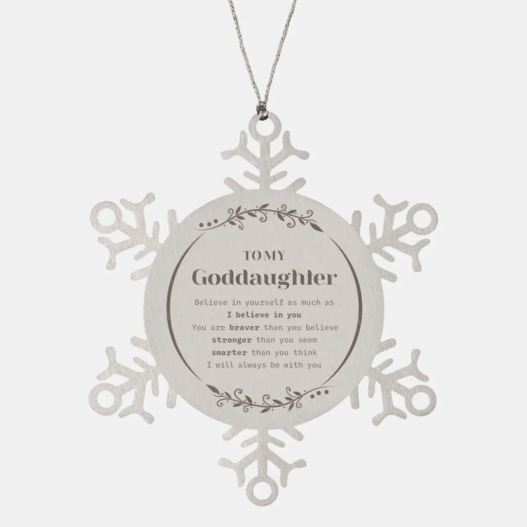 Goddaughter Snowflake Ornament Gifts, To My Goddaughter You are braver than you believe, stronger than you seem, Inspirational Gifts For Goddaughter Ornament, Birthday, Christmas Gifts For Goddaughter Men Women